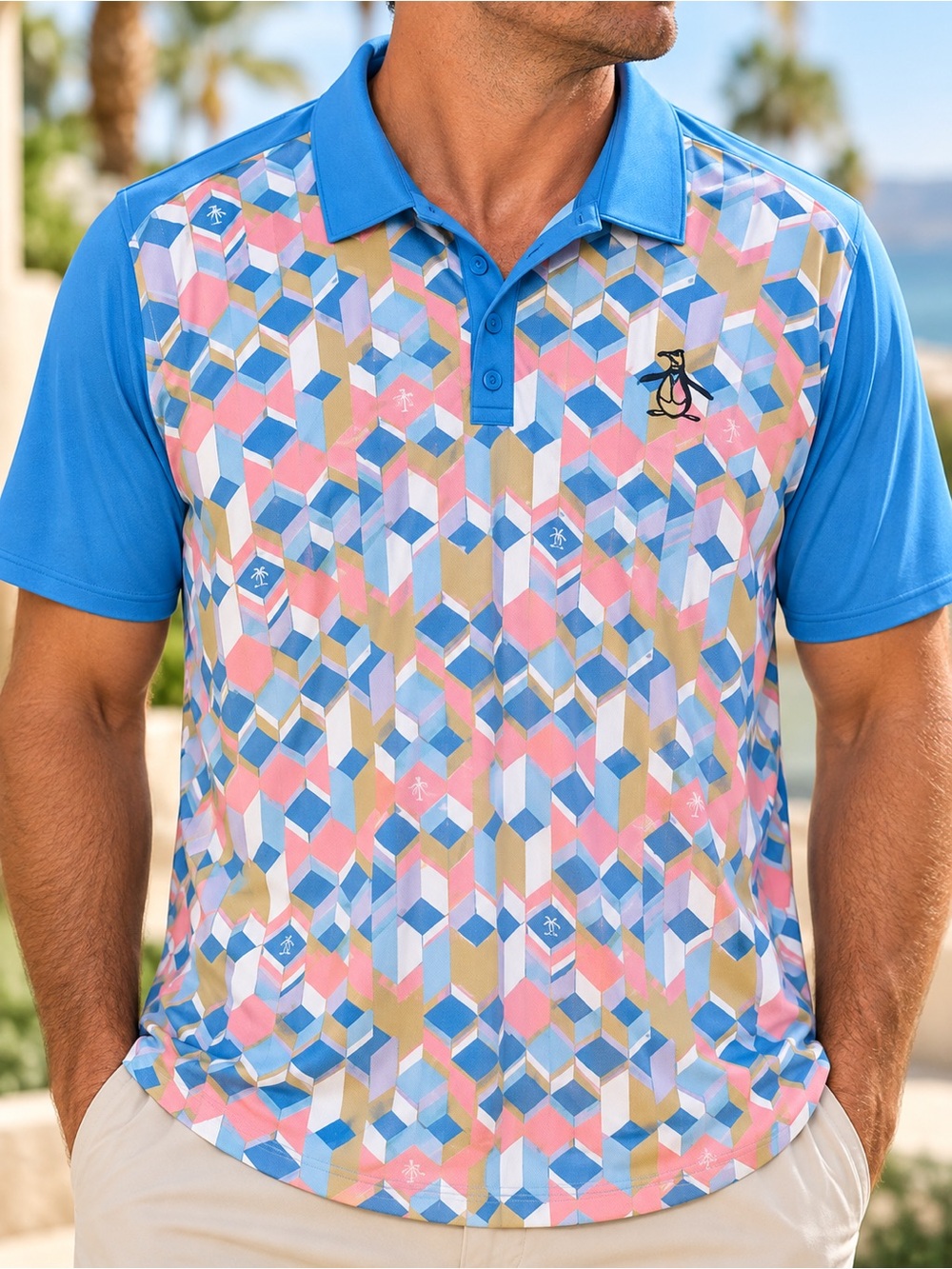 Original Penguin Golf Retro Geometric Performance Polo Multicolor XXL #412